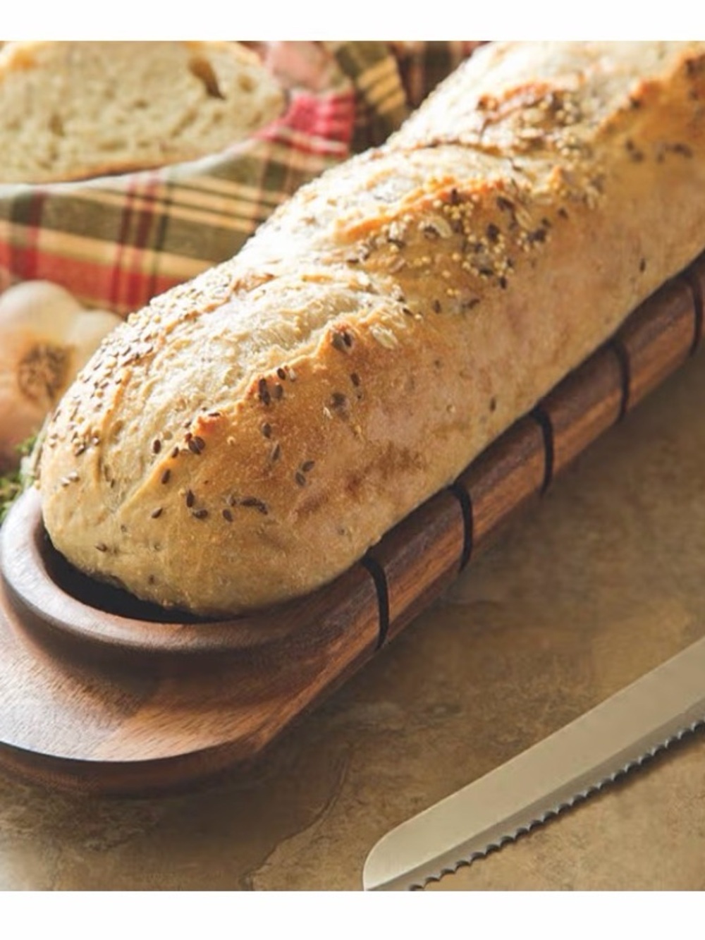 Wooden Baguette Serving Tray - Natural Wood